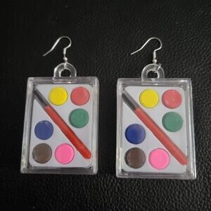 Working watercolor paint pallet artistic earrings